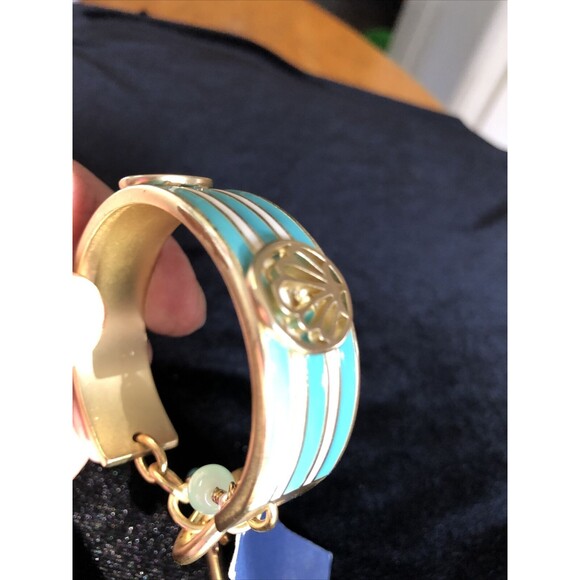 NWT Vineyard Haven Bracelet Cuff Turquoise Color Shells w/ Crystal - Picture 4 of 9